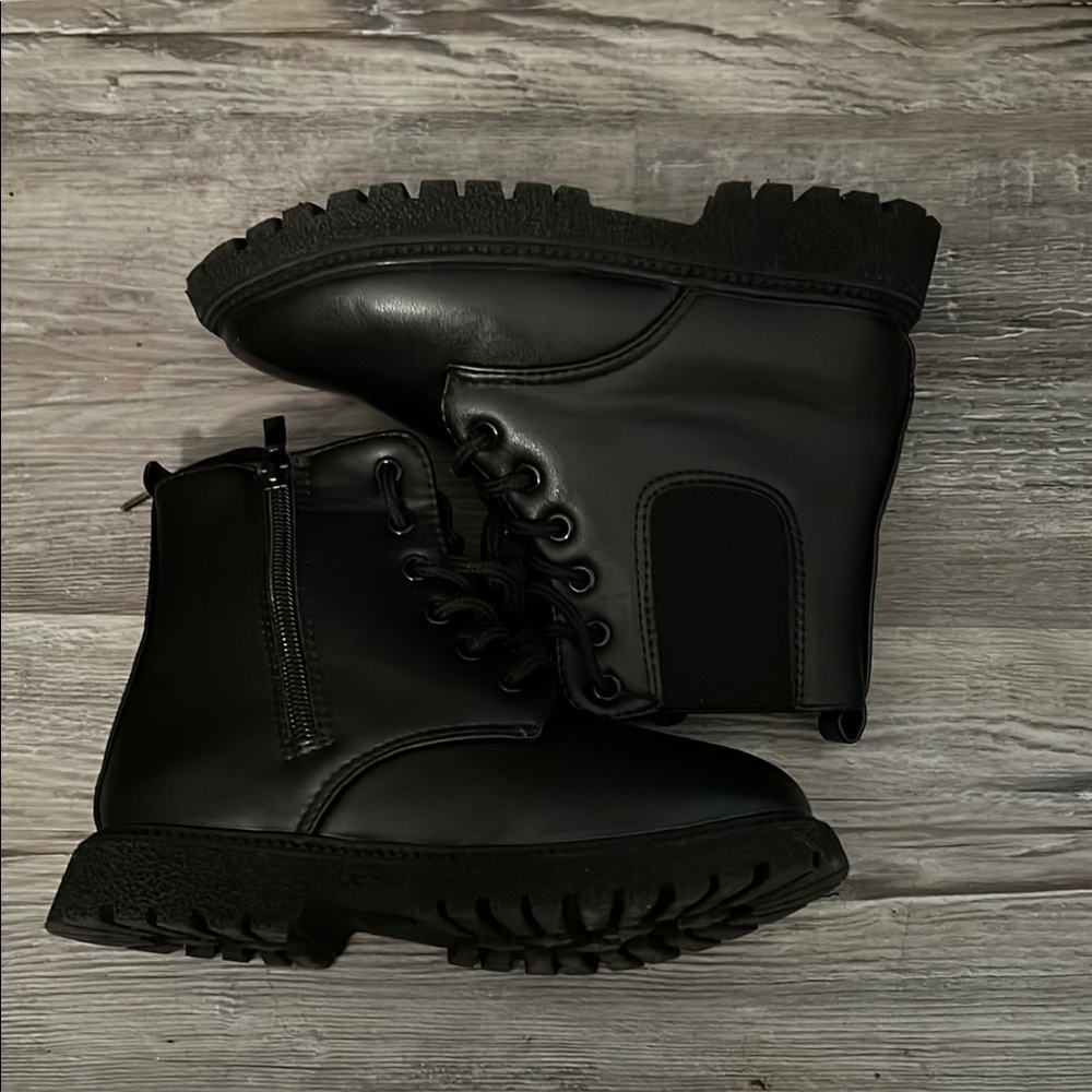Kids Black Combat Boots